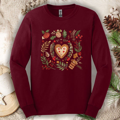 Holiday Gingerbread Heart Art Long Sleeve Tee