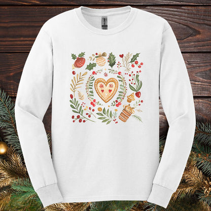 Holiday Gingerbread Heart Art Long Sleeve Tee
