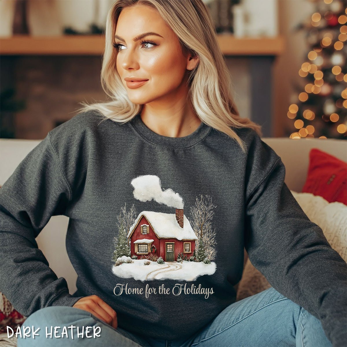 Home for the Holidays Red Cabin Sweatshirt