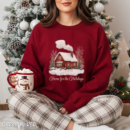 Home for the Holidays Red Cabin Sweatshirt