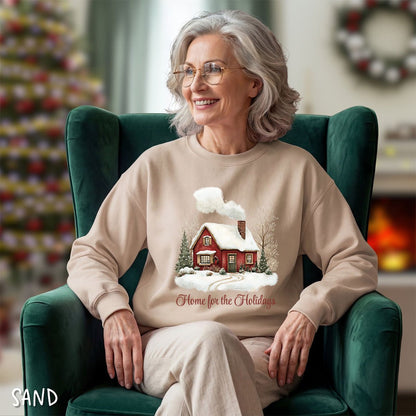 Home for the Holidays Red Cabin Sweatshirt