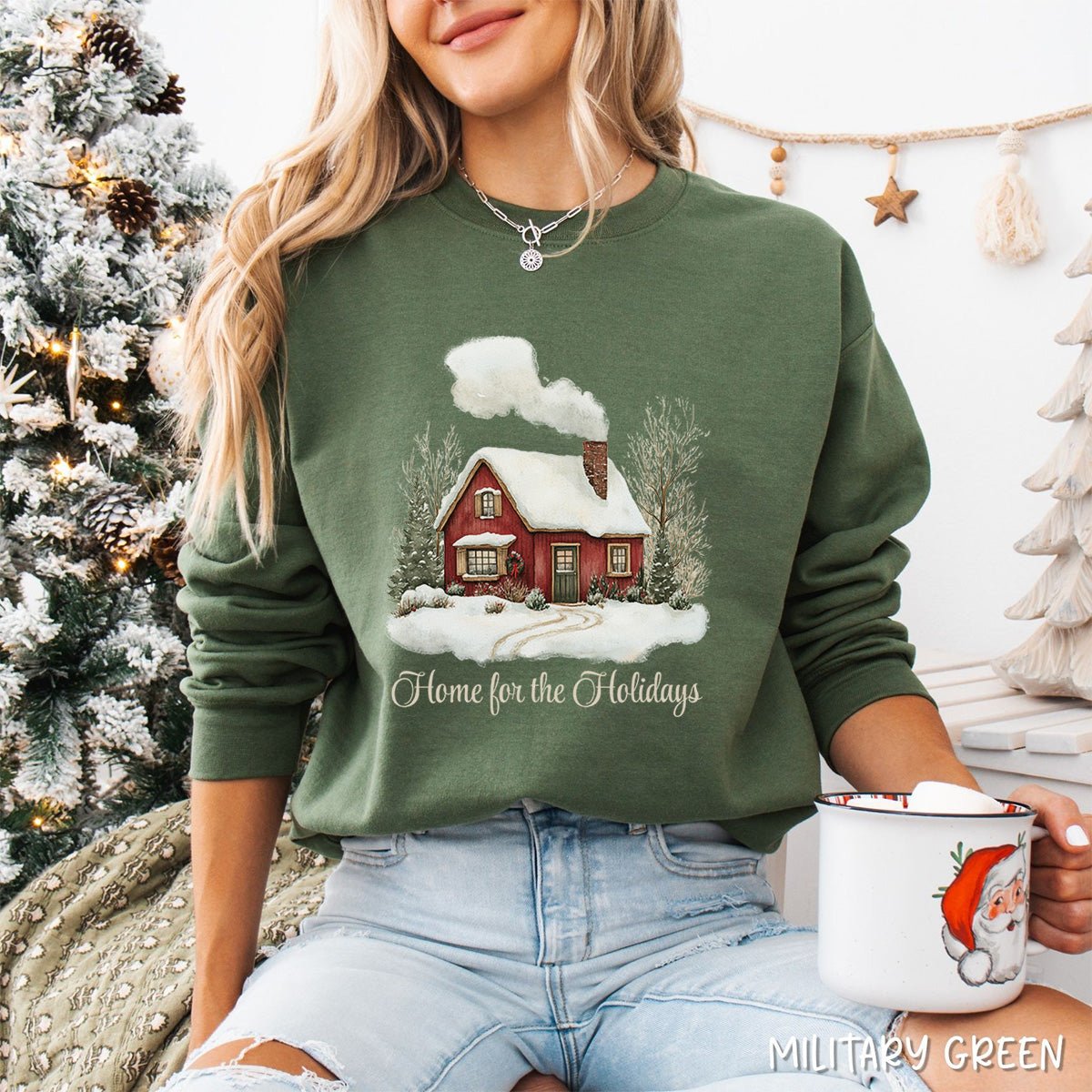 Home for the Holidays Red Cabin Sweatshirt