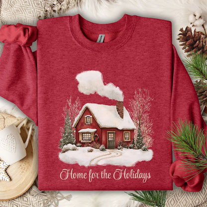 Home for the Holidays Red Cabin Sweatshirt