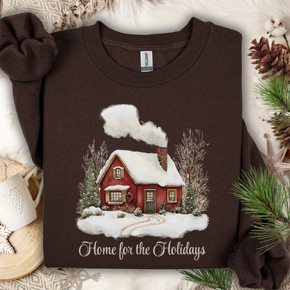 Home for the Holidays Red Cabin Sweatshirt