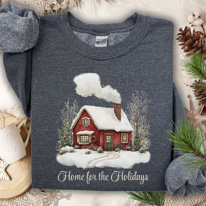 Home for the Holidays Red Cabin Sweatshirt