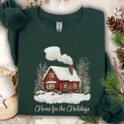 Home for the Holidays Red Cabin Sweatshirt