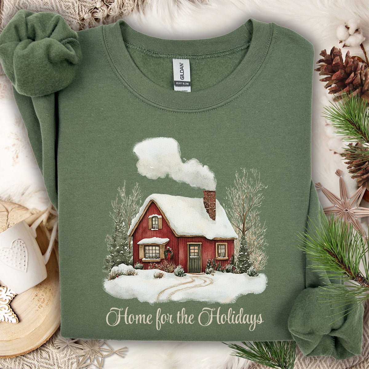 Home for the Holidays Red Cabin Sweatshirt