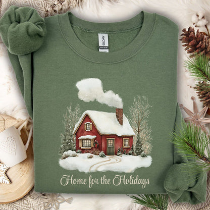Home for the Holidays Red Cabin Sweatshirt