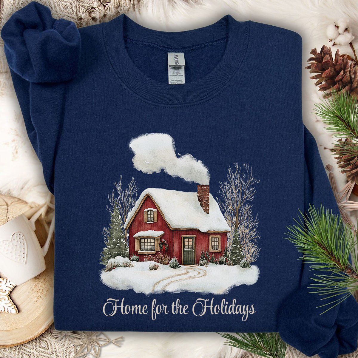 Home for the Holidays Red Cabin Sweatshirt