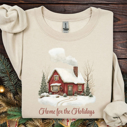 Home for the Holidays Red Cabin Sweatshirt