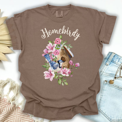 "Homebirdy" (Homebody) T-Shirt — Birdhouse & Bluebird