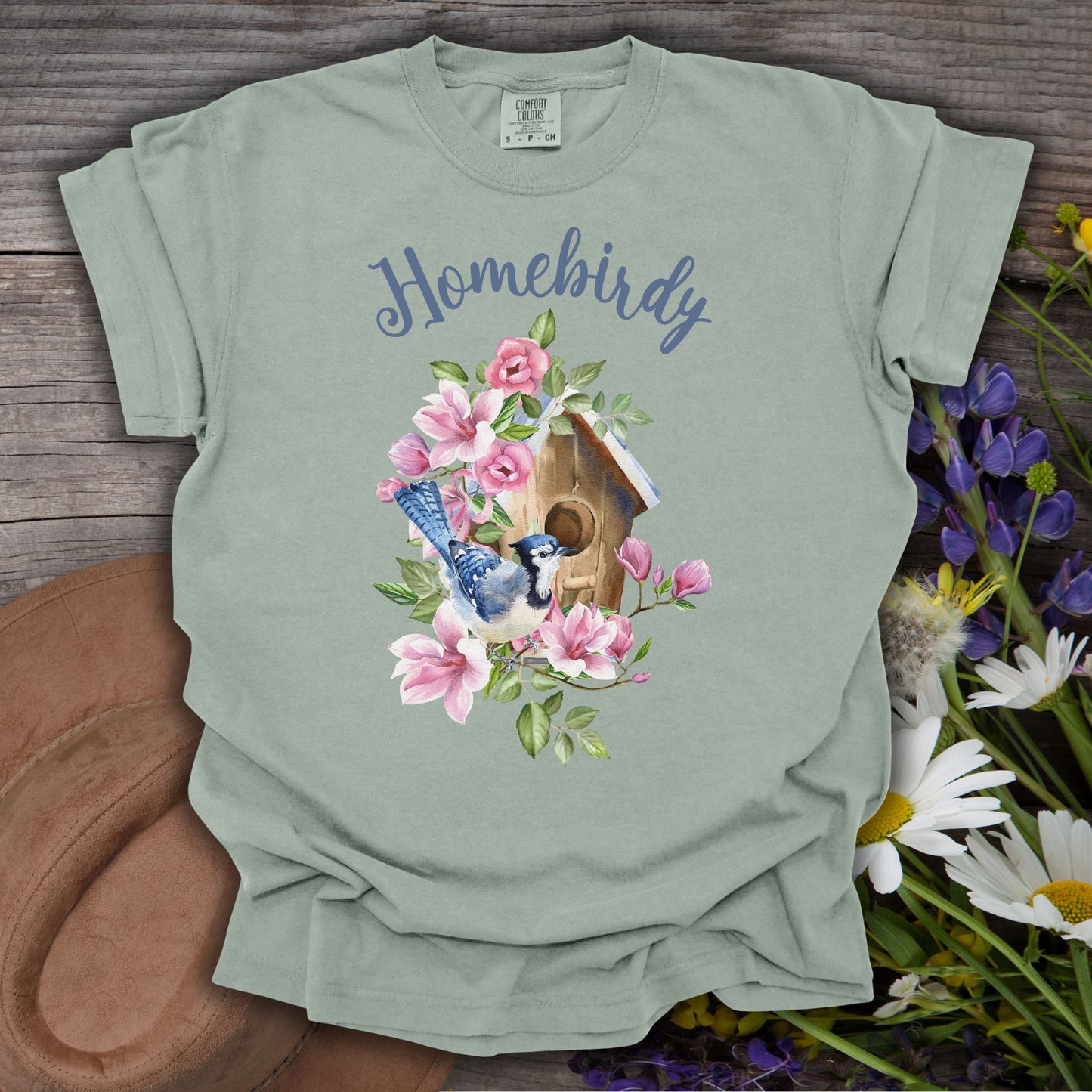 "Homebirdy" (Homebody) T-Shirt — Birdhouse & Bluebird