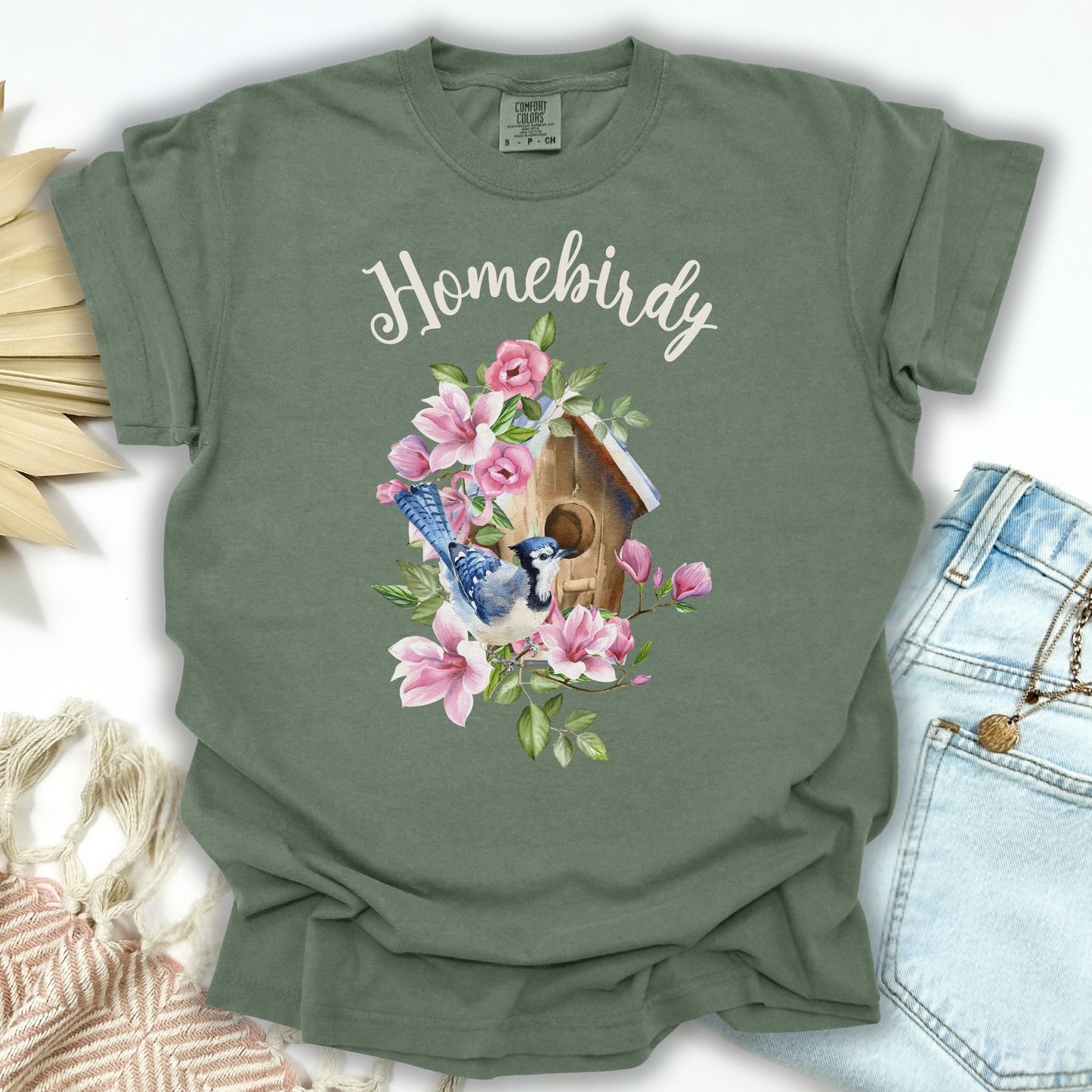 "Homebirdy" (Homebody) T-Shirt — Birdhouse & Bluebird
