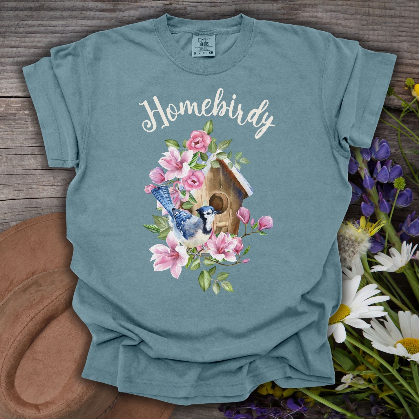 "Homebirdy" (Homebody) T-Shirt — Birdhouse & Bluebird