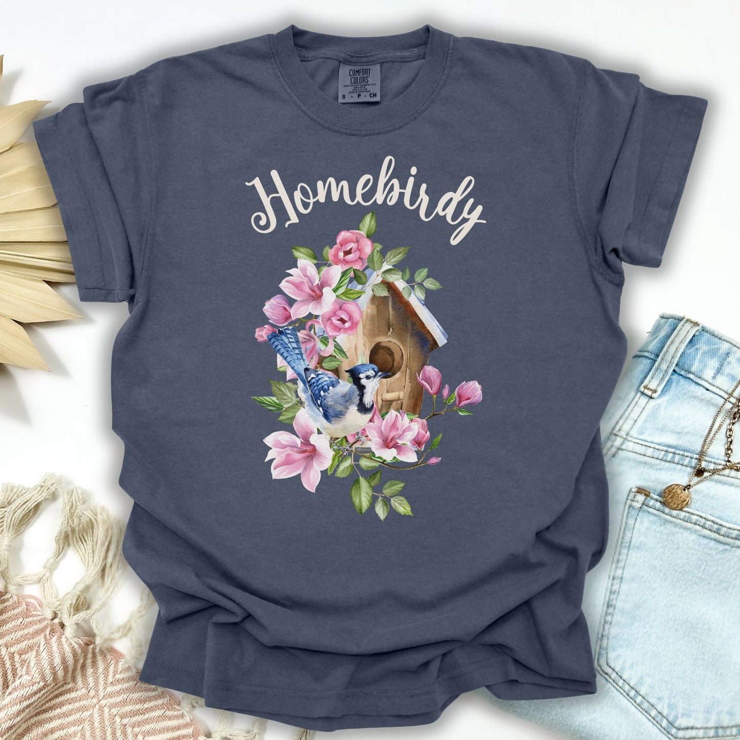 "Homebirdy" (Homebody) T-Shirt — Birdhouse & Bluebird
