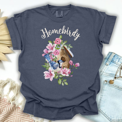 "Homebirdy" (Homebody) T-Shirt — Birdhouse & Bluebird
