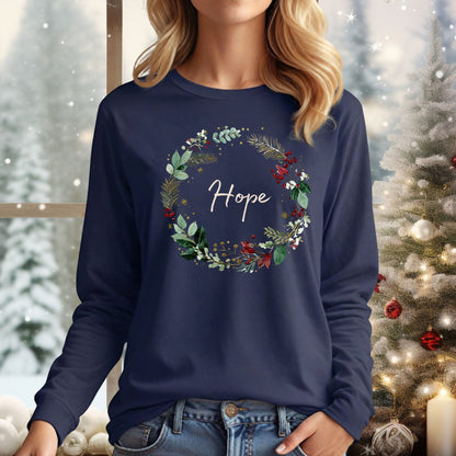 Hope Christmas Wreath Long Sleeve Tee