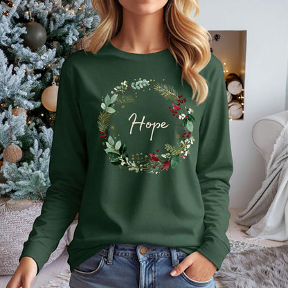 Hope Christmas Wreath Long Sleeve Tee
