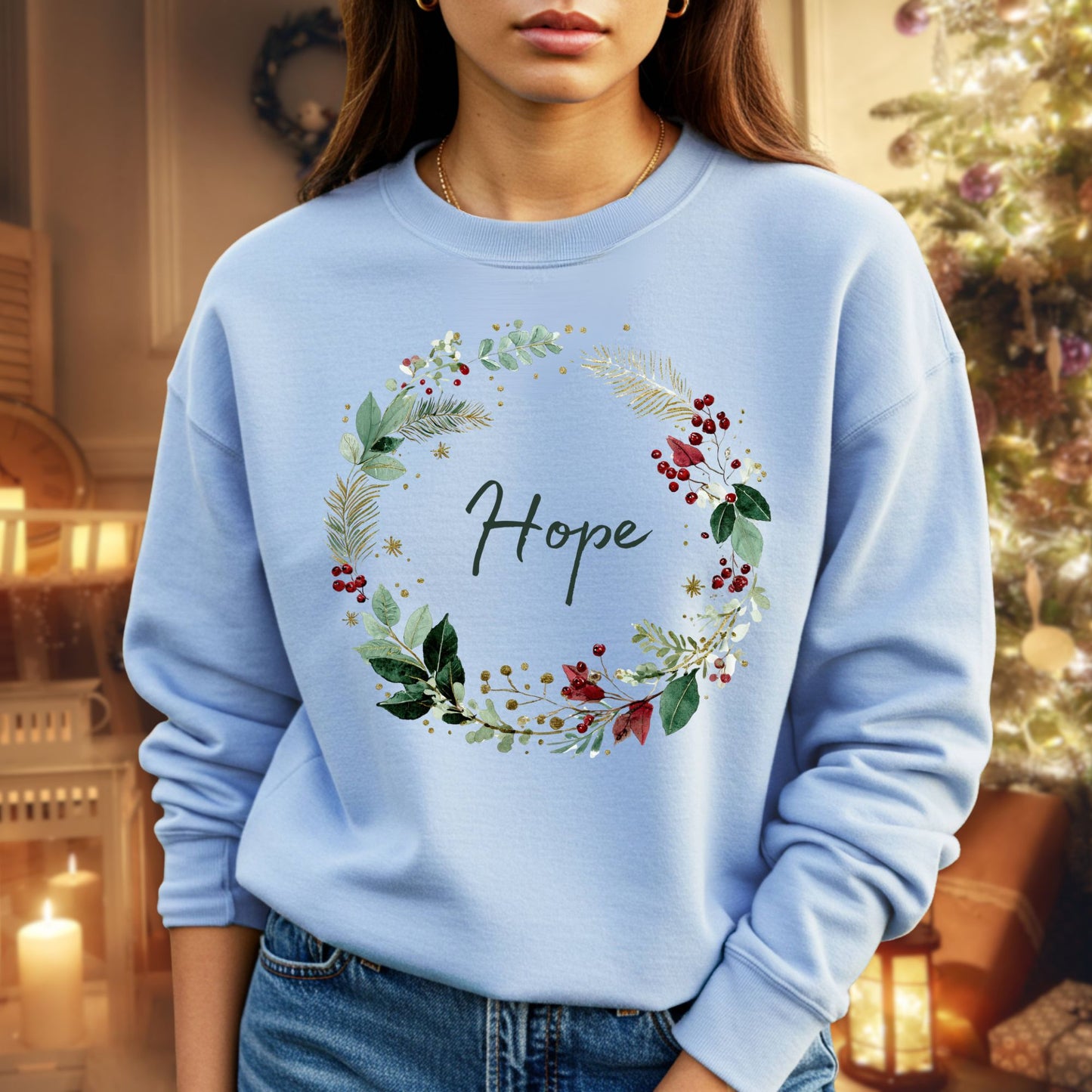 Hope Christmas Wreath Sweatshirt