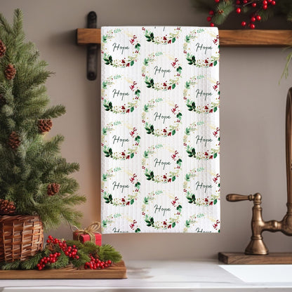 Hope Christmas Wreath Tea Towel