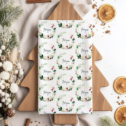 Hope Christmas Wreath Tea Towel