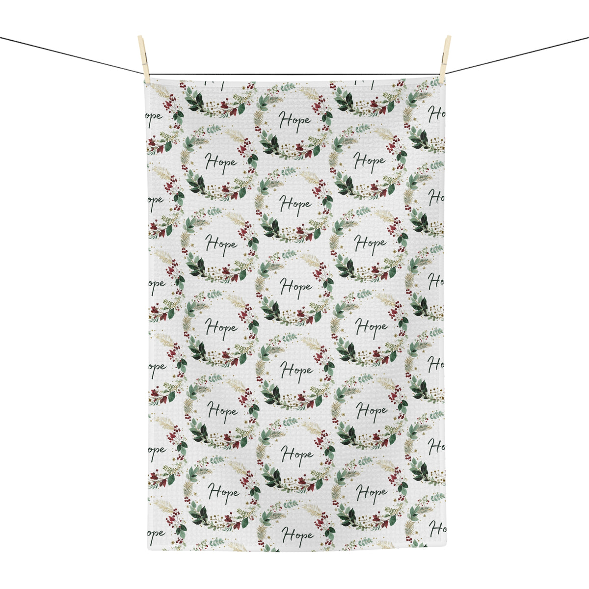 Hope Christmas Wreath Tea Towel