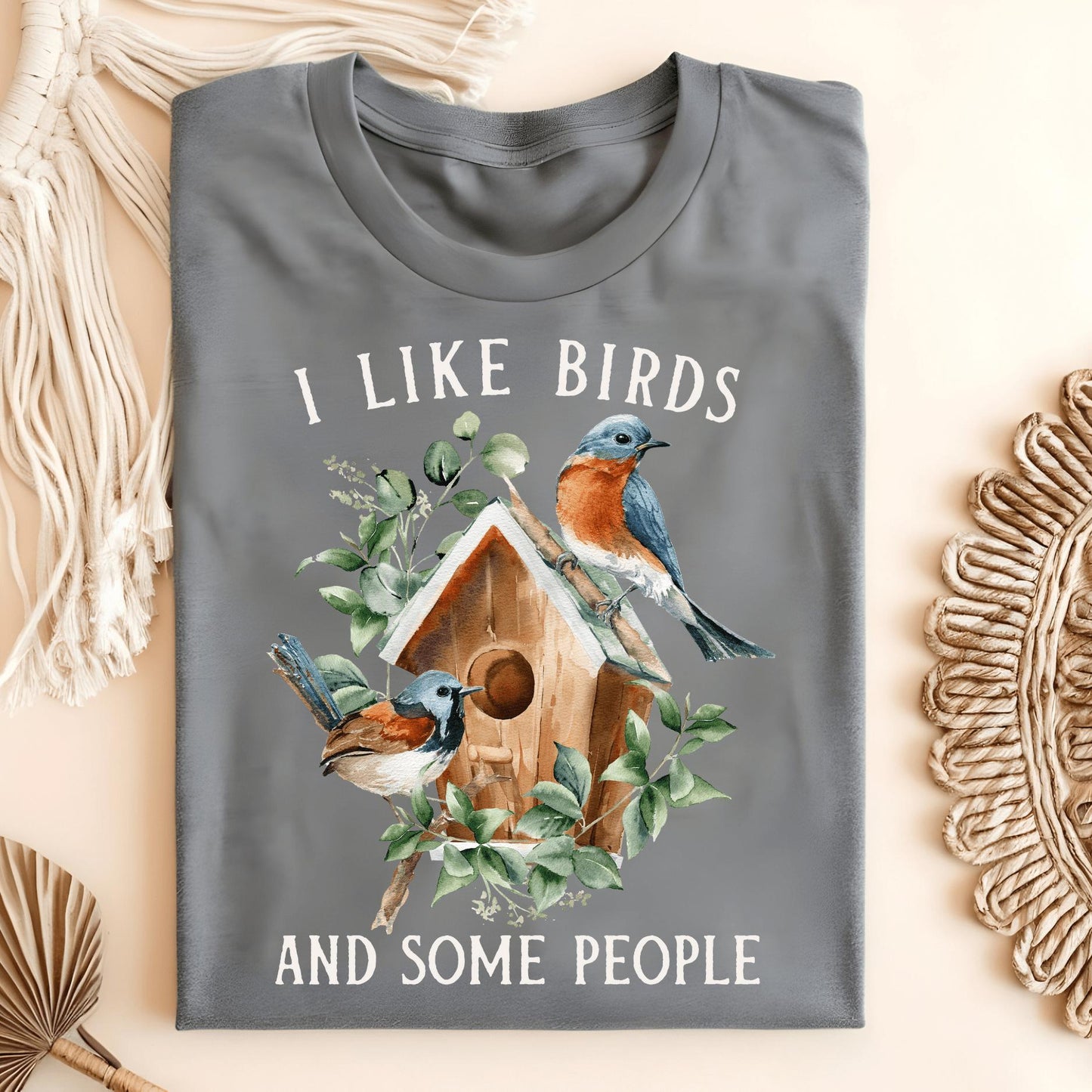 Wild Petal Threads Print Material Graphite Heather / S I Like Birds and Some People T-Shirt