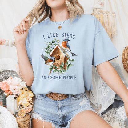 Wild Petal Threads Print Material I Like Birds and Some People T-Shirt