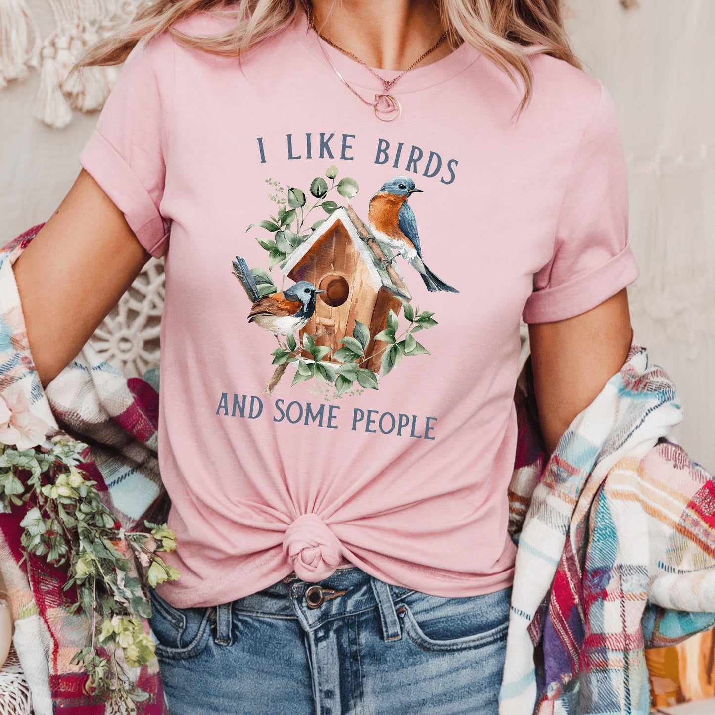 Wild Petal Threads Print Material I Like Birds and Some People T-Shirt
