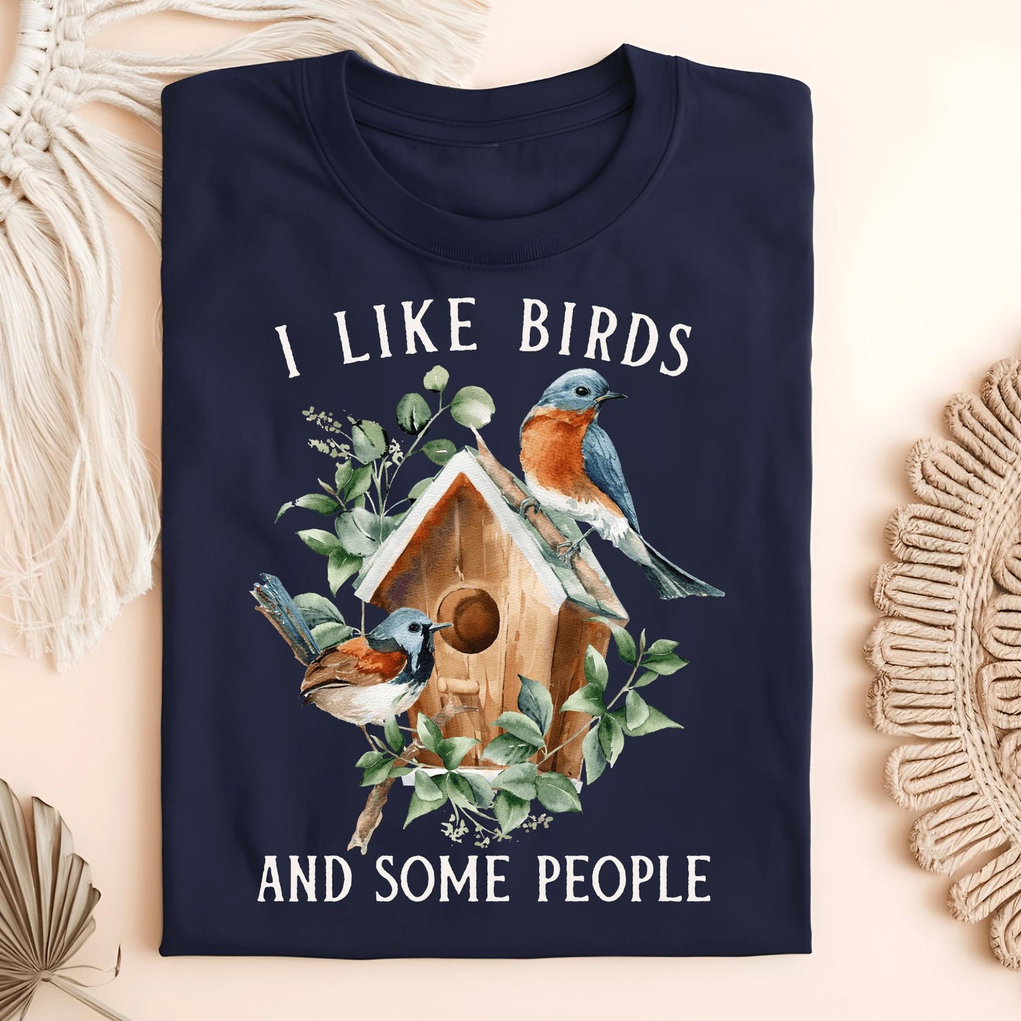Wild Petal Threads Print Material Navy / S I Like Birds and Some People T-Shirt