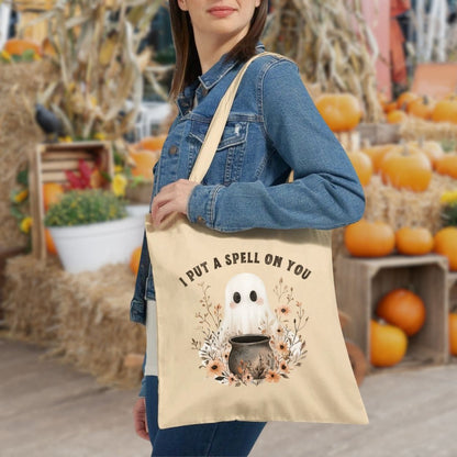 I Put a Spell on You Cute Ghost Cauldron Tote Bag