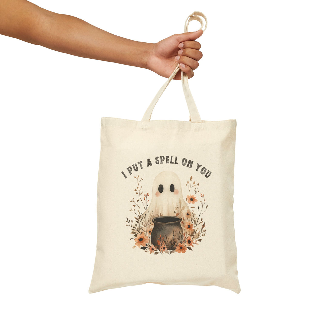 I Put a Spell on You Cute Ghost Cauldron Tote Bag
