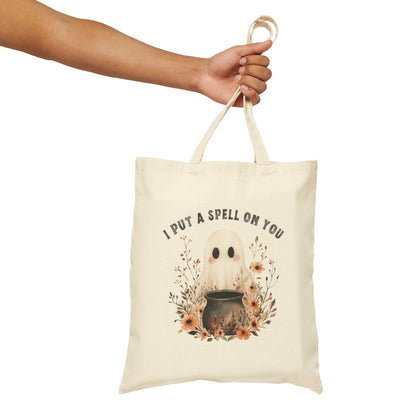 I Put a Spell on You Cute Ghost Cauldron Tote Bag