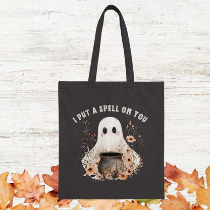 I Put a Spell on You Cute Ghost Cauldron Tote Bag