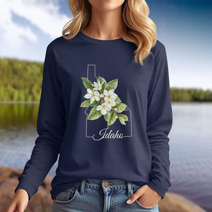 Idaho State Flower Long Sleeve Tee - Syringa (Mock Orange)