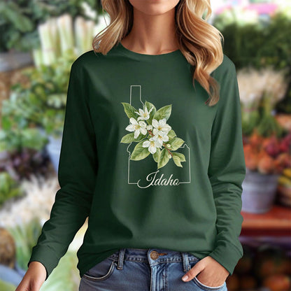 Idaho State Flower Long Sleeve Tee - Syringa (Mock Orange)
