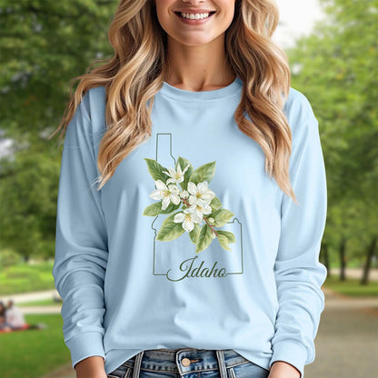 Idaho State Flower Long Sleeve Tee - Syringa (Mock Orange)