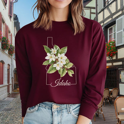 Idaho State Flower Long Sleeve Tee - Syringa (Mock Orange)