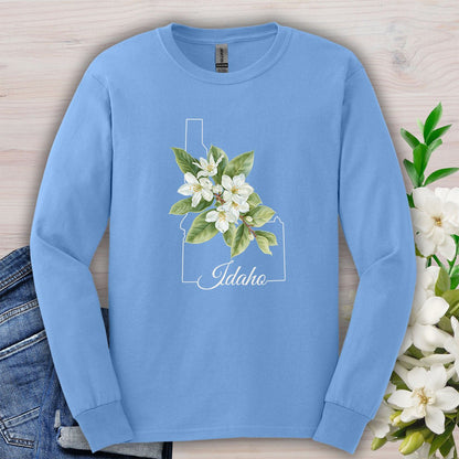 Idaho State Flower Long Sleeve Tee - Syringa (Mock Orange)