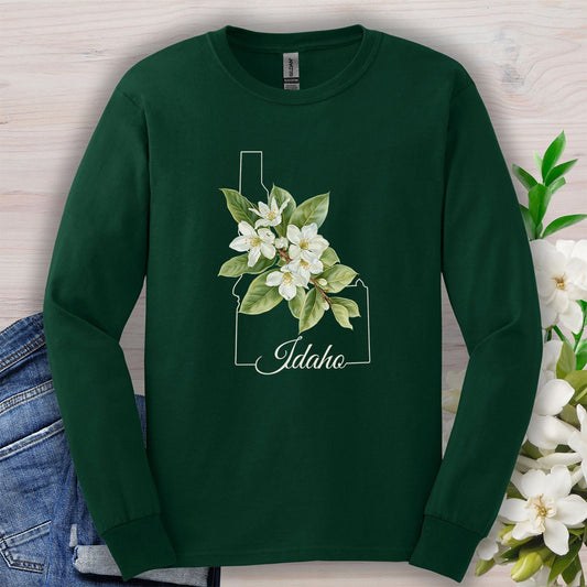 Idaho State Flower Long Sleeve Tee - Syringa (Mock Orange)