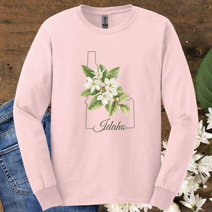 Idaho State Flower Long Sleeve Tee - Syringa (Mock Orange)