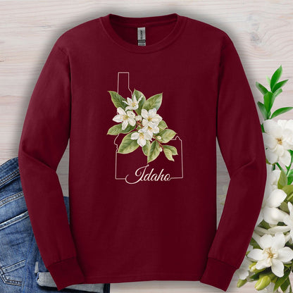 Idaho State Flower Long Sleeve Tee - Syringa (Mock Orange)
