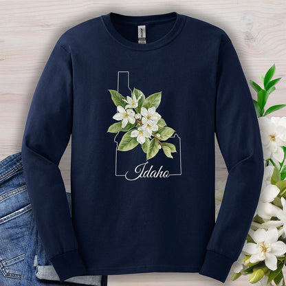 Idaho State Flower Long Sleeve Tee - Syringa (Mock Orange)