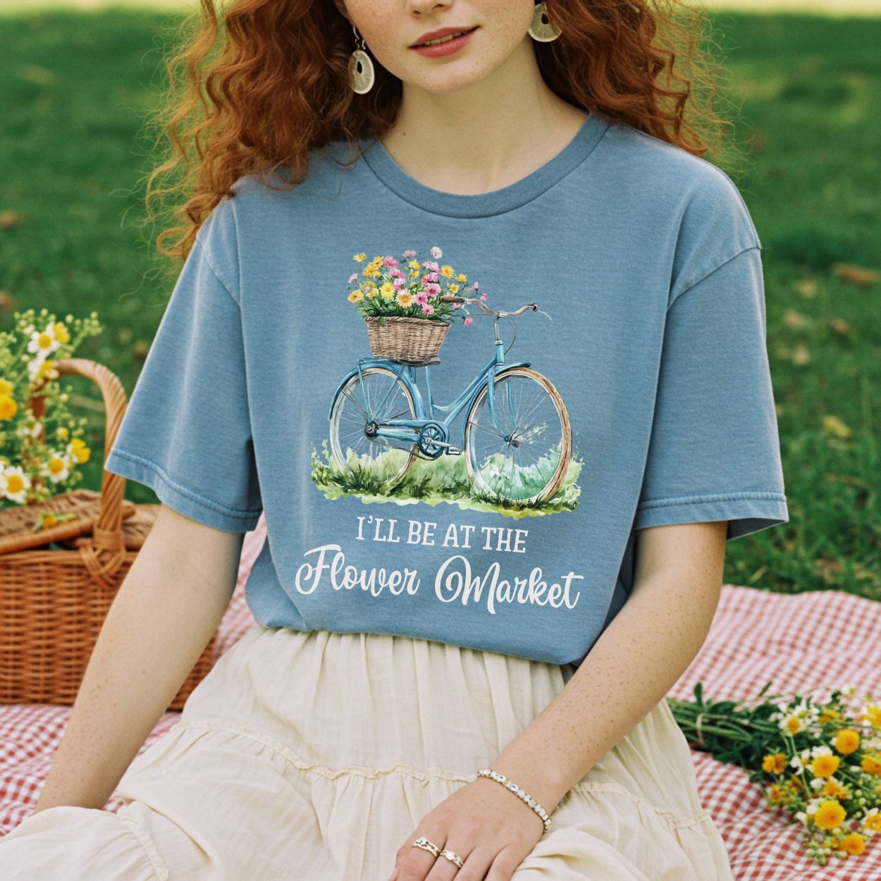 “I’ll Be At The Flower Market” T-Shirt
