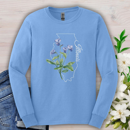 Illinois State Flower Long Sleeve Tee — Common Wood Violet