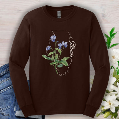 Illinois State Flower Long Sleeve Tee — Common Wood Violet