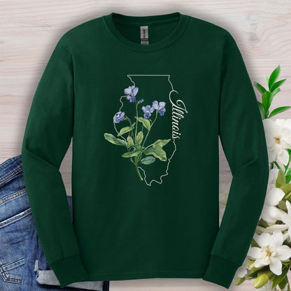 Illinois State Flower Long Sleeve Tee — Common Wood Violet