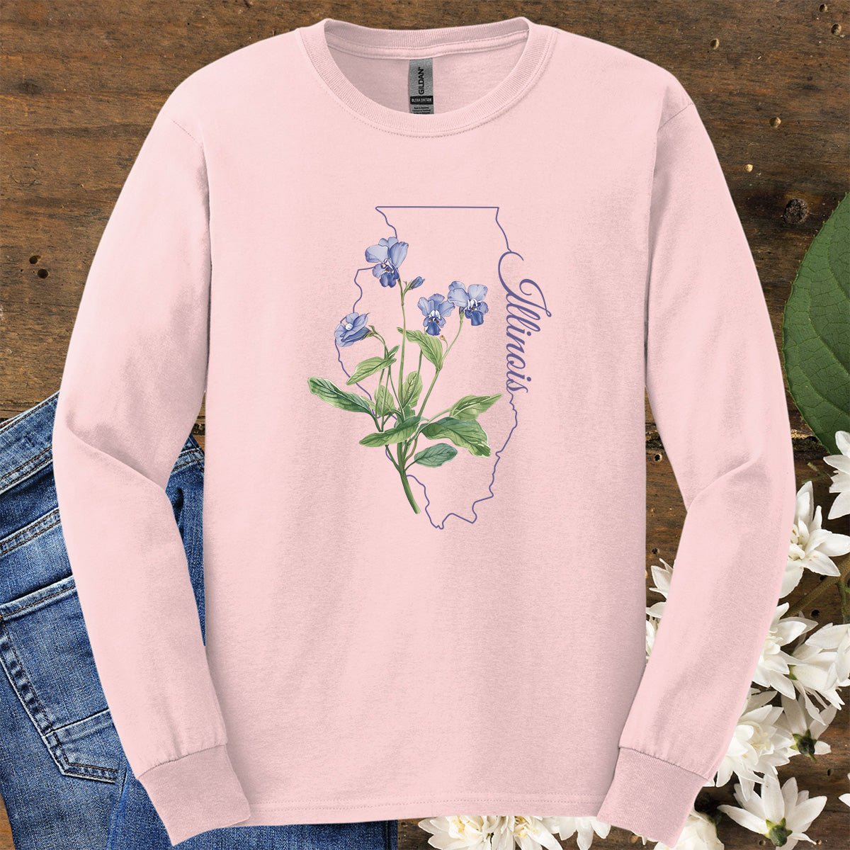 Illinois State Flower Long Sleeve Tee — Common Wood Violet