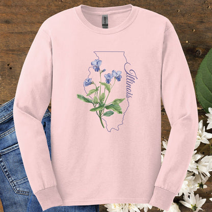 Illinois State Flower Long Sleeve Tee — Common Wood Violet