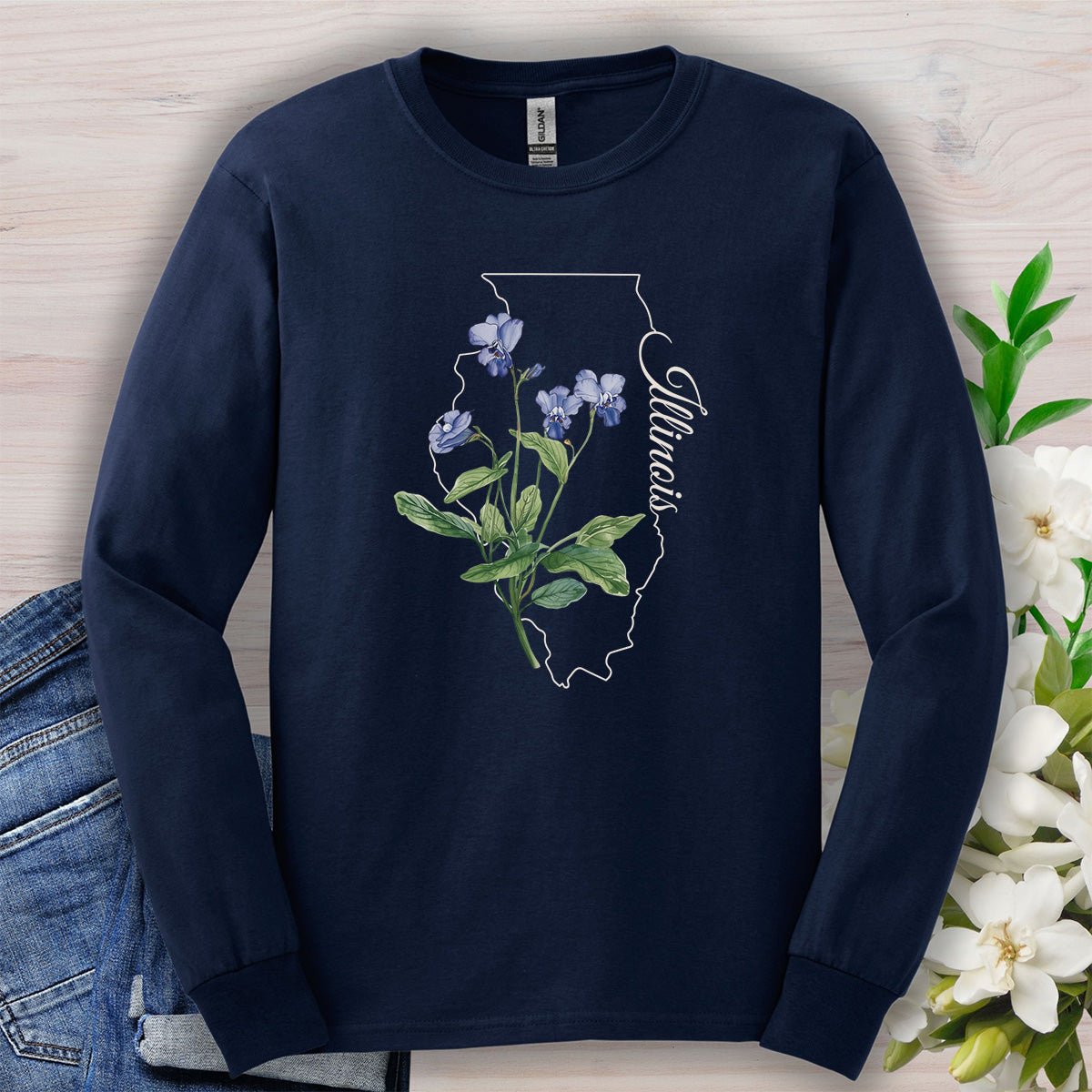 Illinois State Flower Long Sleeve Tee — Common Wood Violet